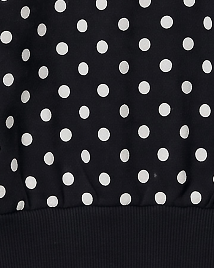 Black Polka Dot Cold Shoulder Sweatshirt