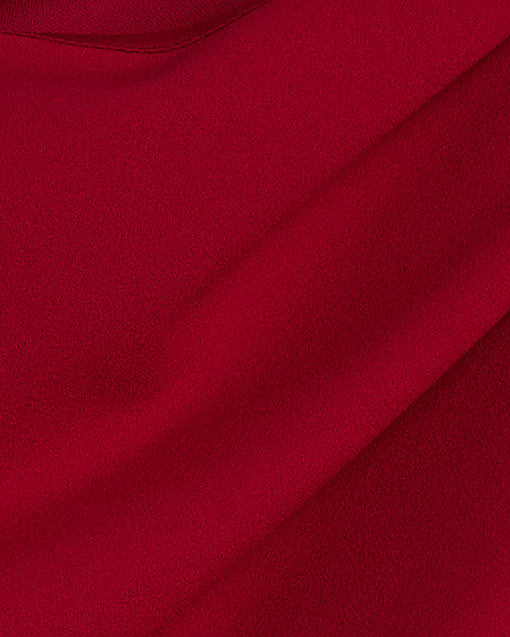 Red Asymmetric Drape Top
