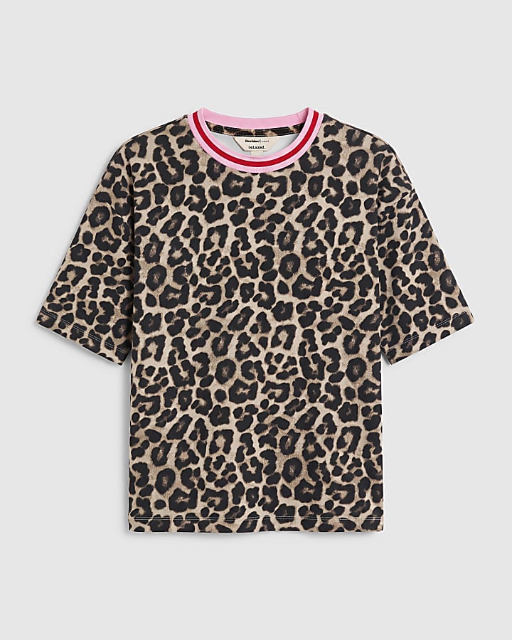 Brown Premium Leopard Print T-Shirt 