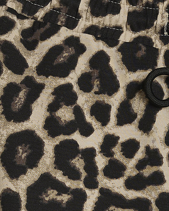 Brown Premium Leopard Print Wide Leg Trouser