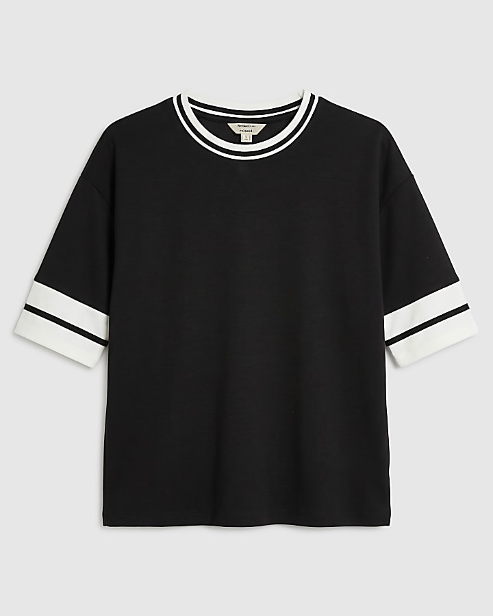 Black Premium Tipped Boxy T-Shirt