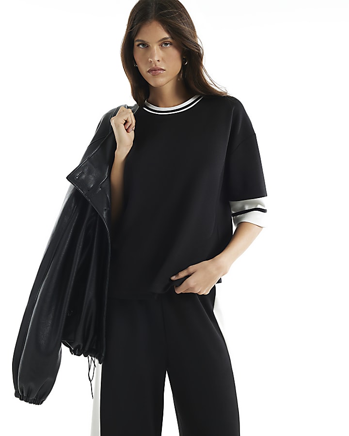 Black Premium Tipped Boxy T-Shirt