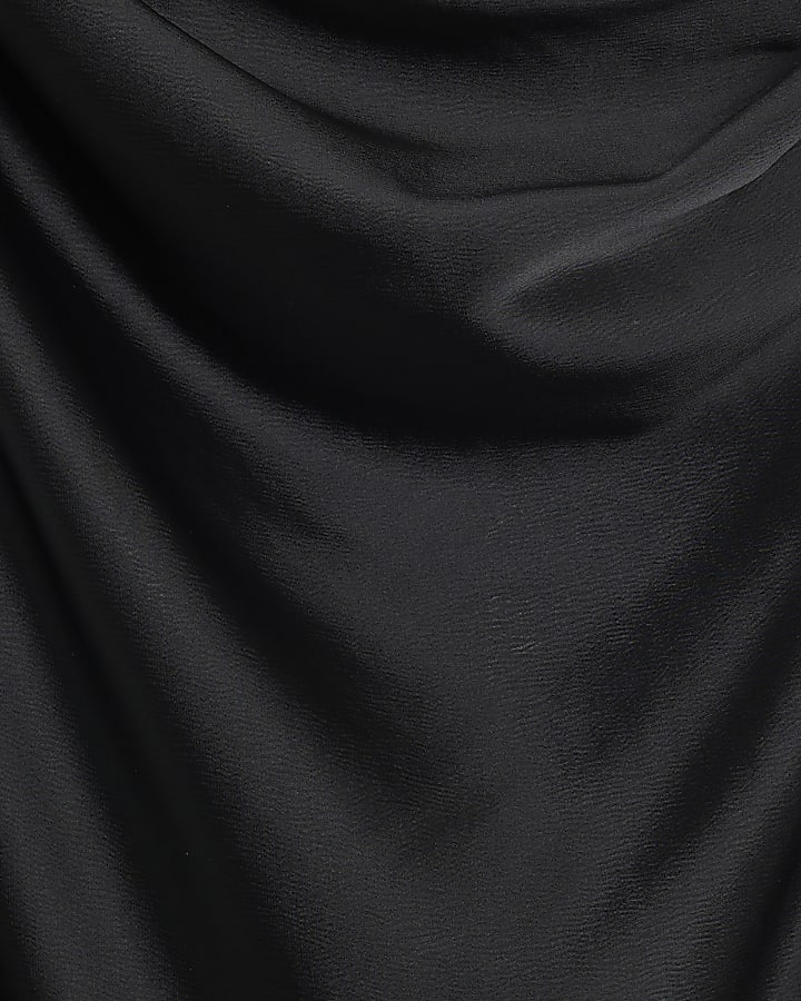 Black Cinched Waist Column Dress