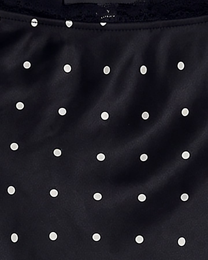 Black Satin 90s Mid Length Slip Skirt