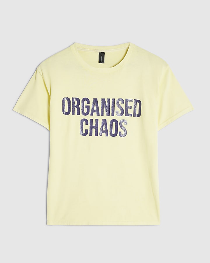 Yellow Cotton Organised Chaos T-Shirt