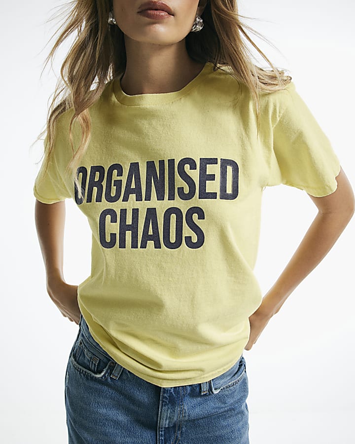 Yellow Cotton Organised Chaos T-Shirt