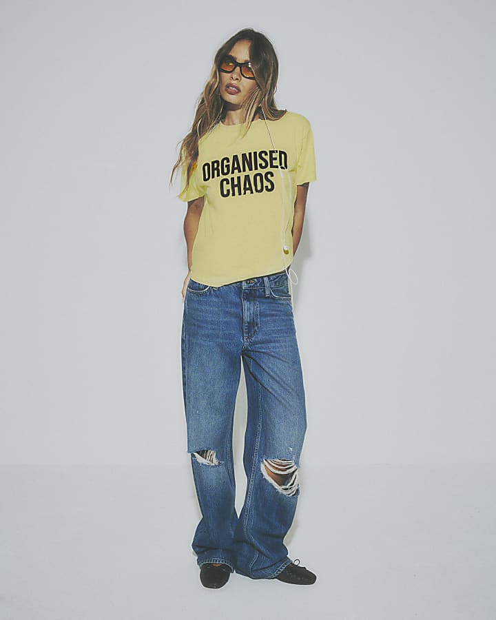 Yellow Cotton Organised Chaos T-Shirt