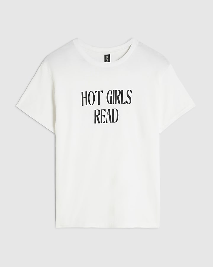 White Cotton Hot Girls Read Baby T-Shirt