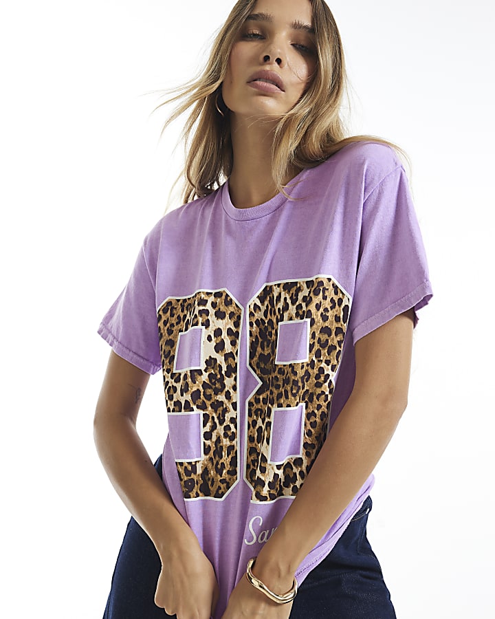 Purple 98 San Diego Leopard Print T-Shirt