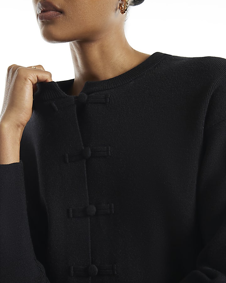 Black Chinoiserie Long Sleeve Cardigan