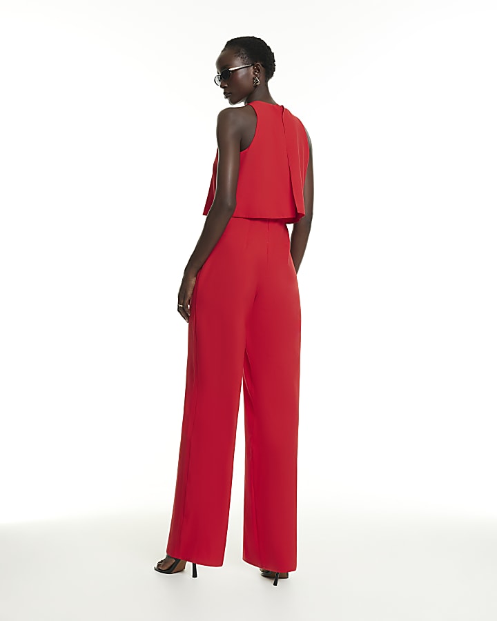 Red Overlay Jumpsuit
