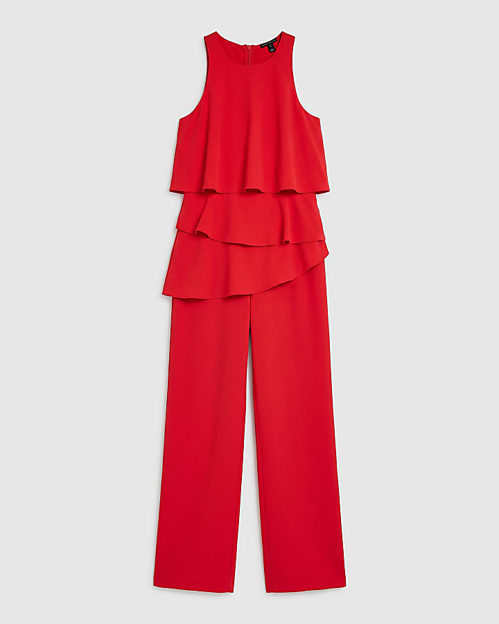 Red Overlay Jumpsuit