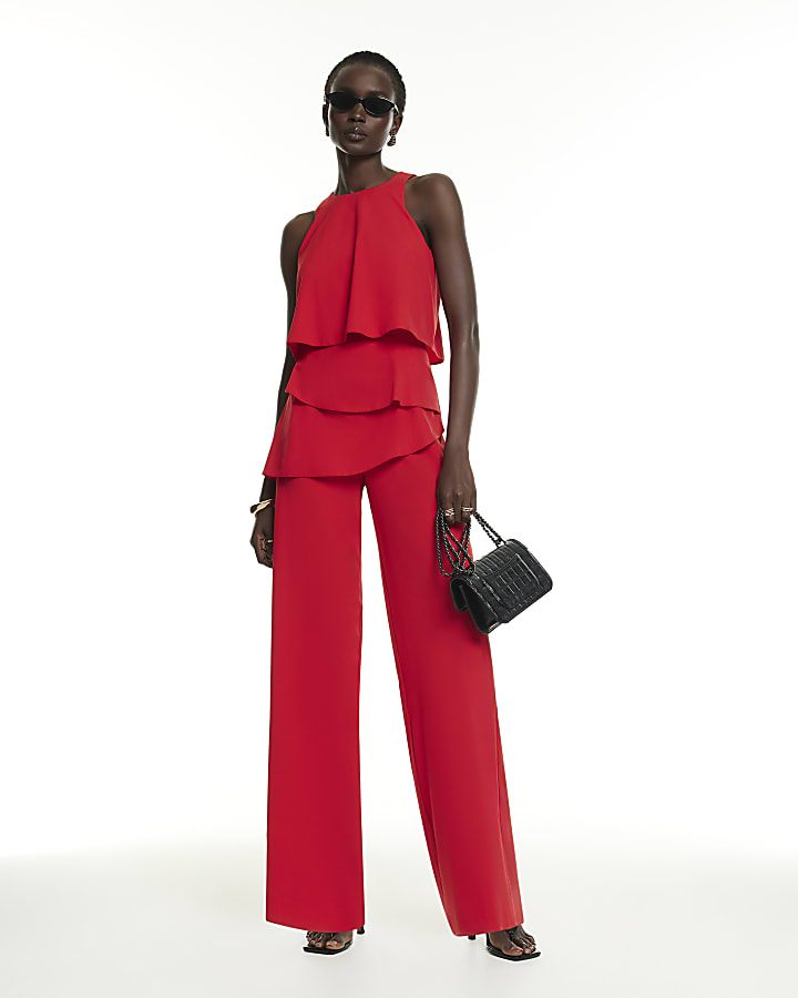 Red Overlay Jumpsuit