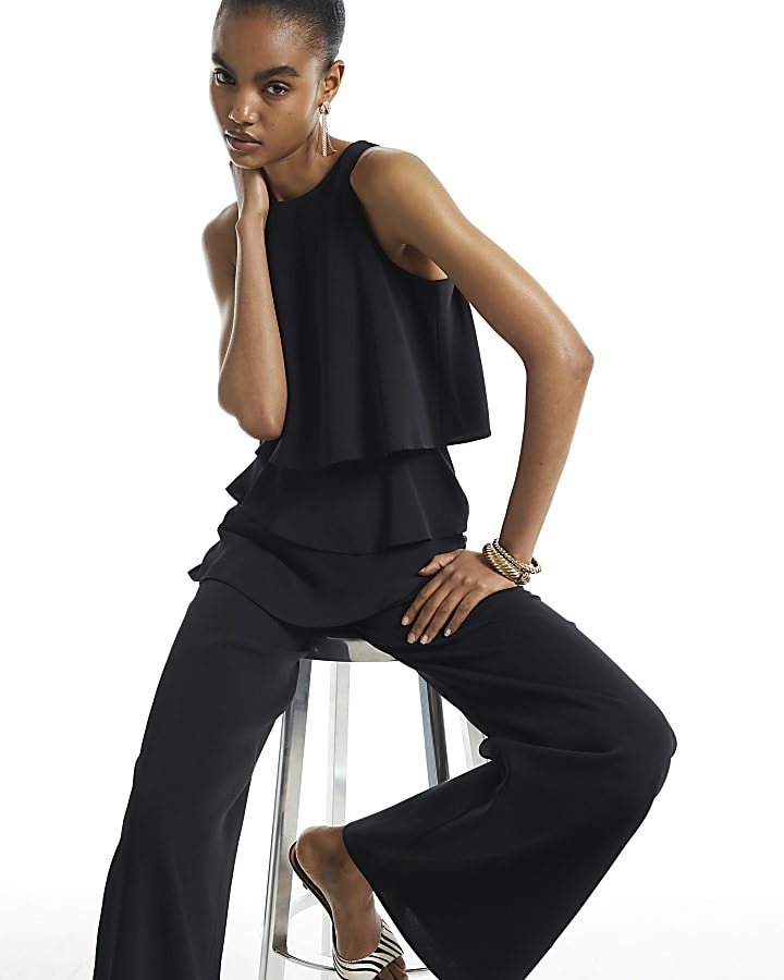 Black Overlay Jumpsuit
