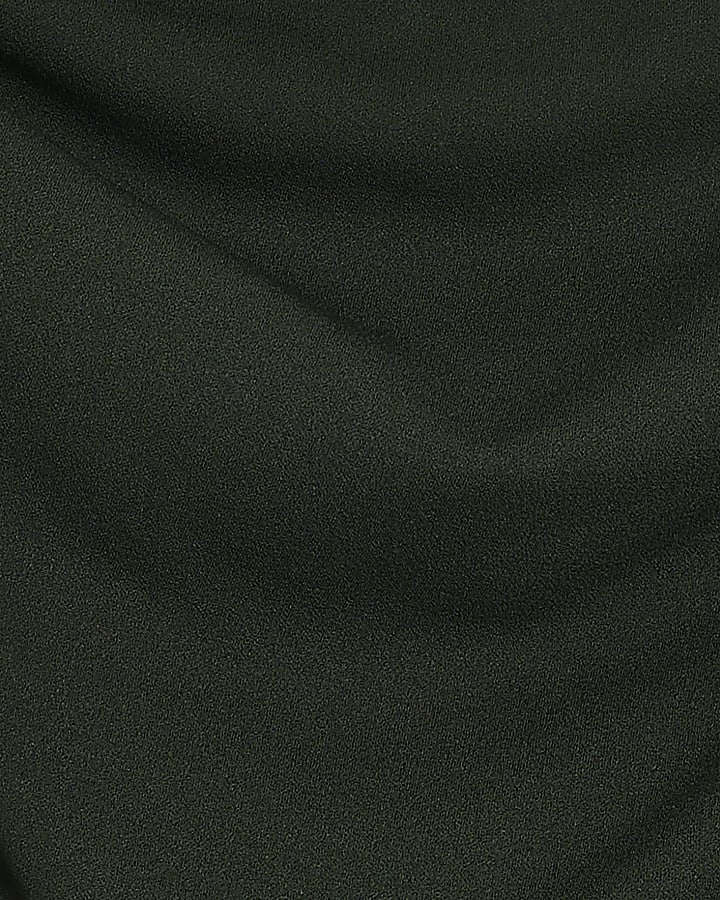 Green Asymmetric Drape Wrap Midi Dress