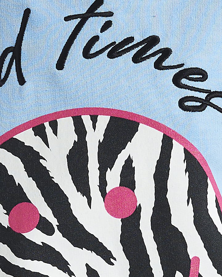 Blue Long Sleeve Zebra Smile Sweatshirt