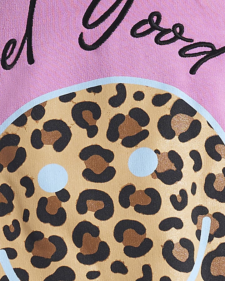 Pink Long Sleeve Animal Smile Sweatshirt