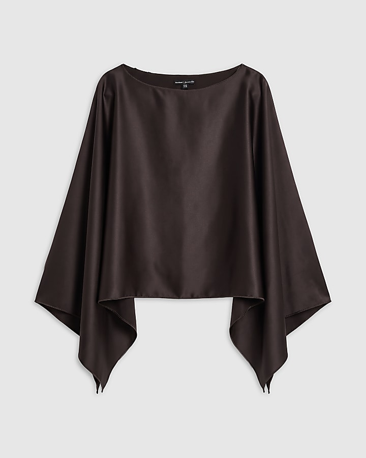 Brown Satin Waterfall Cape