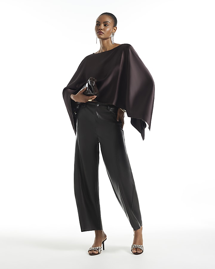 Brown Satin Waterfall Cape