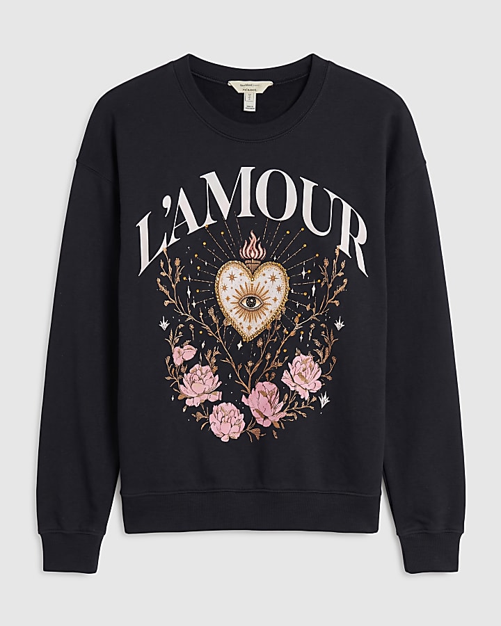 Black Long Sleeve L'Amour Rose Sweatshirt