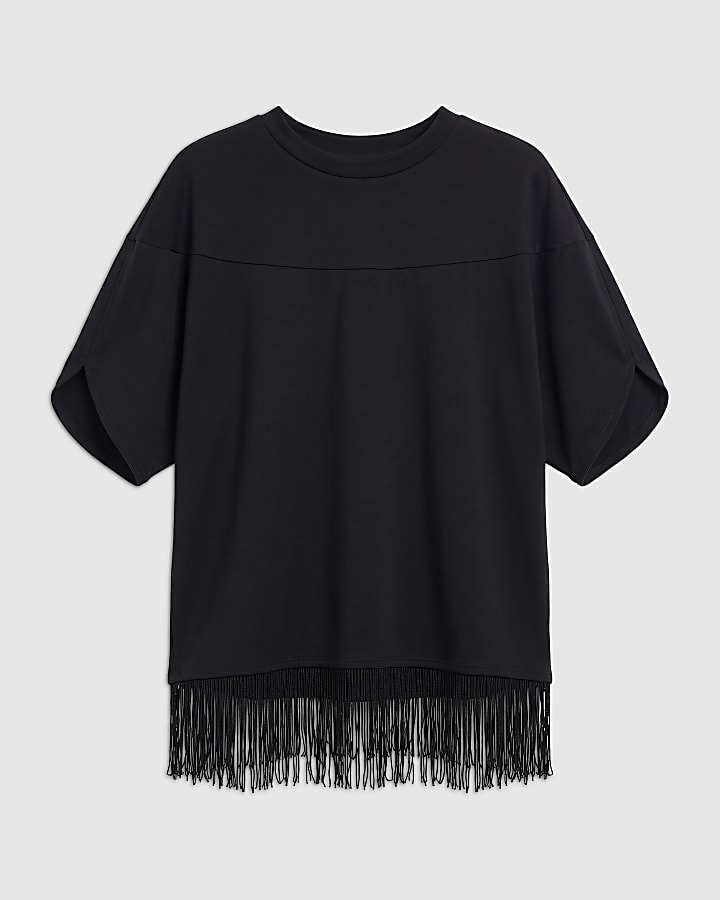 Black Cape Fringe Top