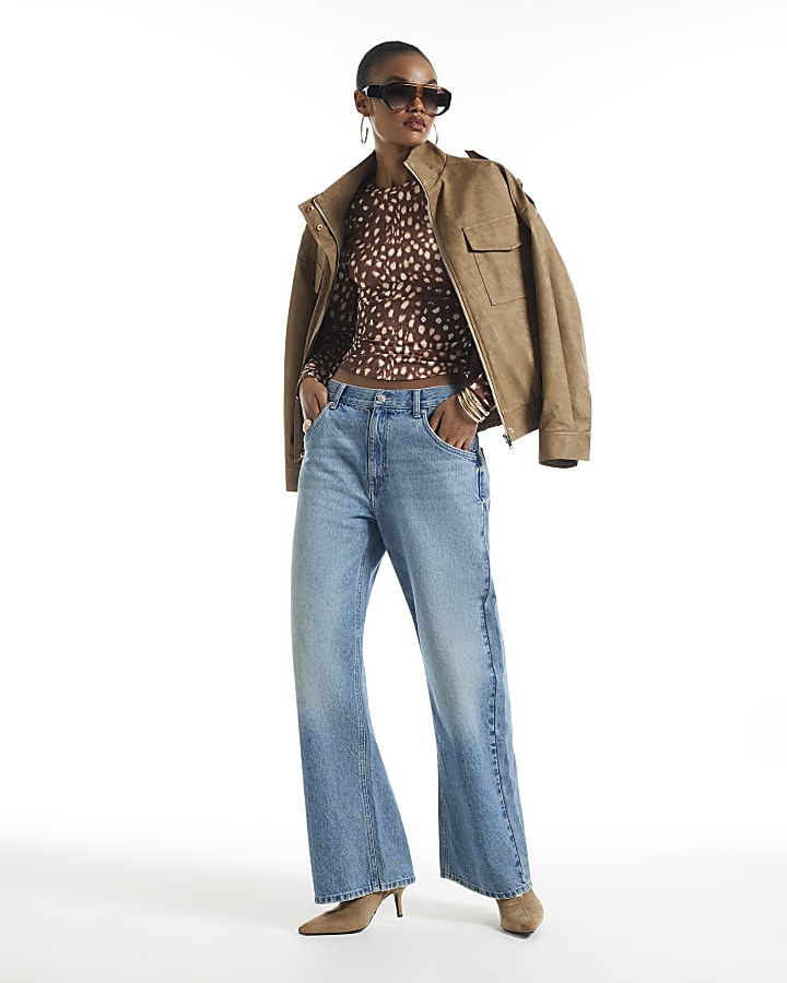 Brown Deer Print Long Sleeve T-Shirt