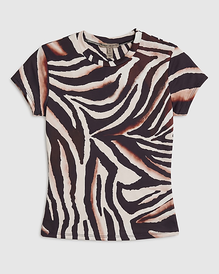 Brown Zebra Print T-Shirt