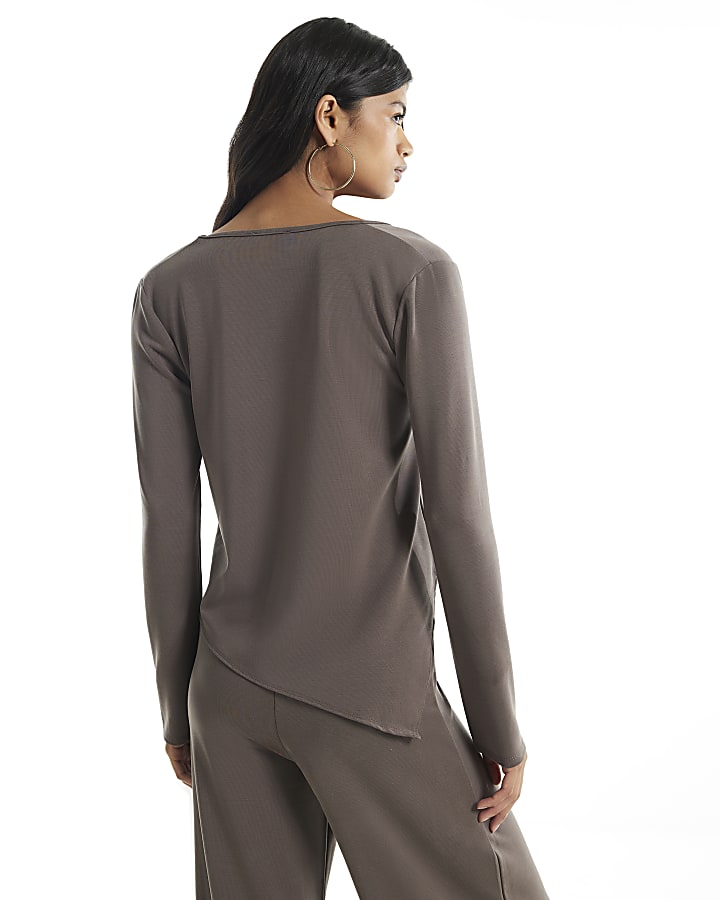 Brown Long Sleeve Soft Touch Top