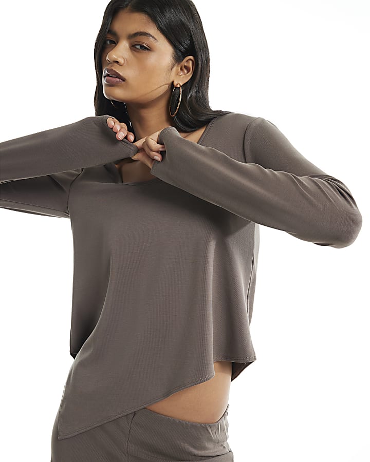 Brown Long Sleeve Soft Touch Top