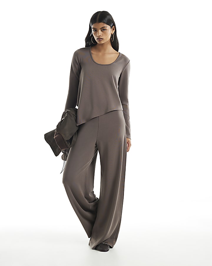 Brown Long Sleeve Soft Touch Top