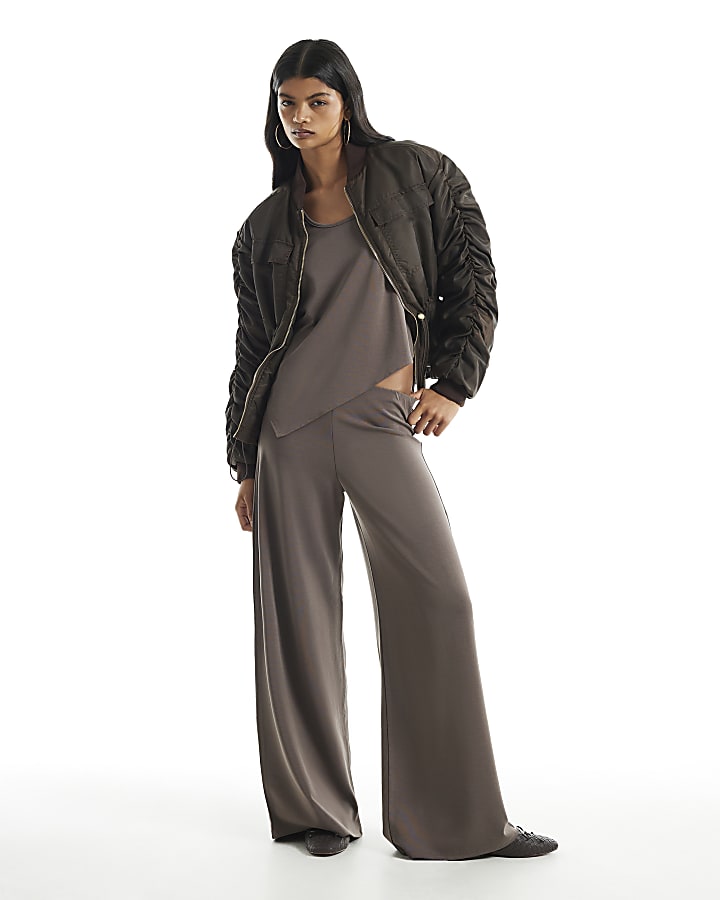 Brown Soft Touch Wide Leg Trousers