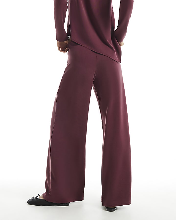Burgundy Soft Touch Wide Leg Trousers