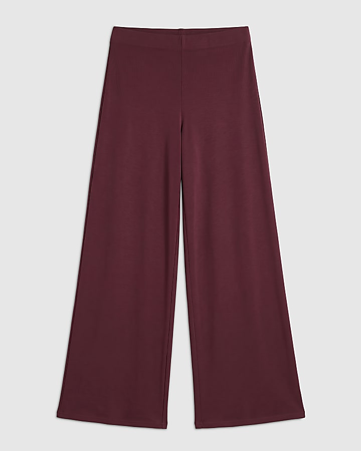 Burgundy Soft Touch Wide Leg Trousers