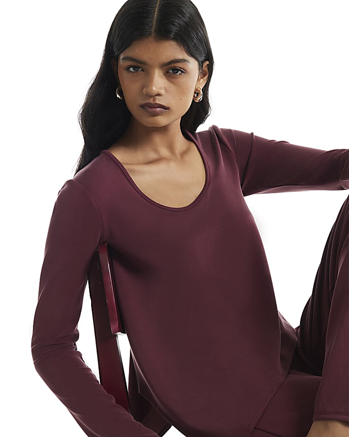 Burgundy Long Sleeve Soft Touch Top