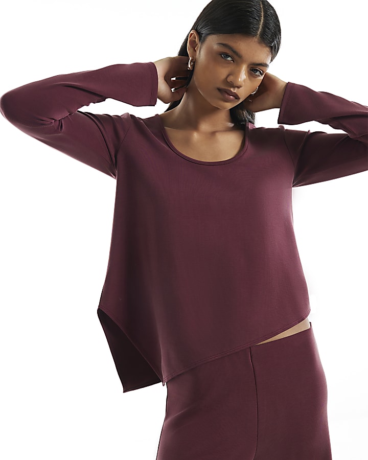 Burgundy Long Sleeve Soft Touch Top