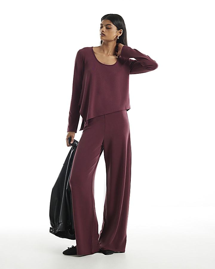 Burgundy Long Sleeve Soft Touch Top