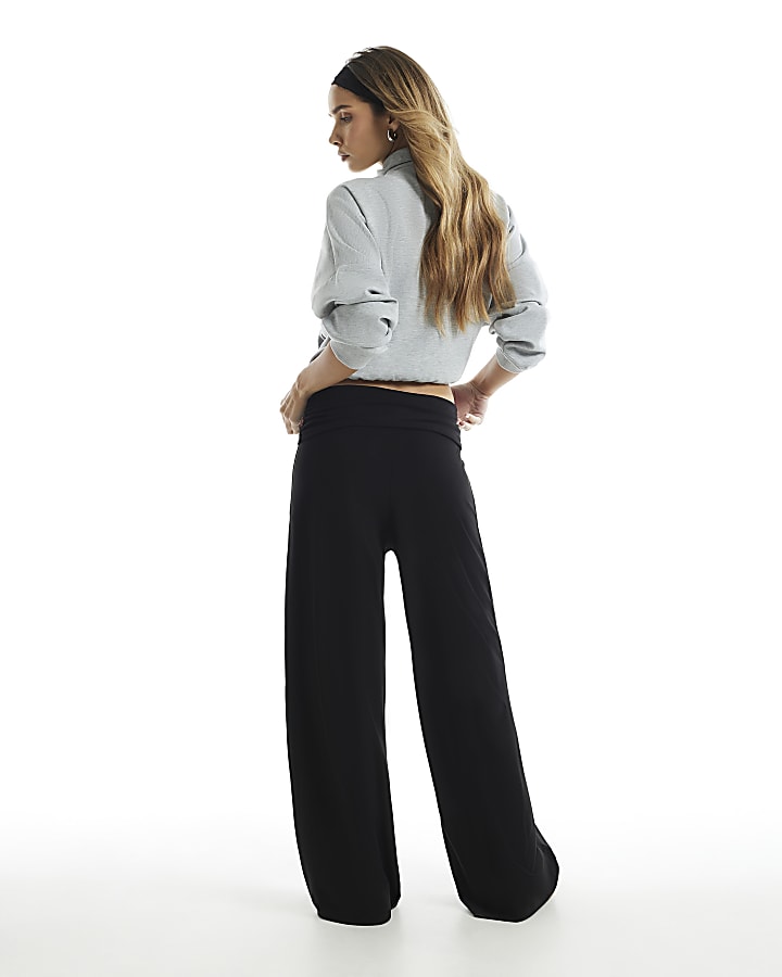 Black Fold Over Waist Band Trousers