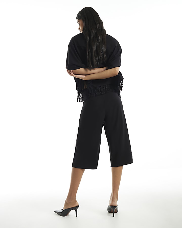 Black Foldover Jersey Jorts