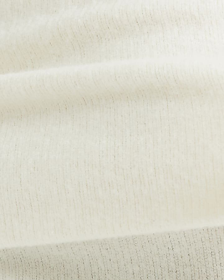 Cream Knit Bardot Cosy Midi Dress