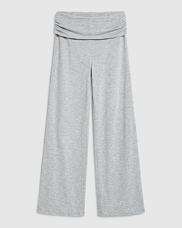 Grey Fold Over Waistband Trousers