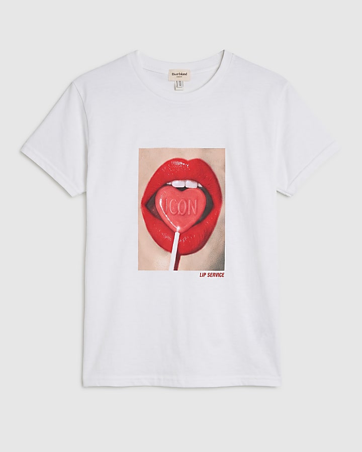 White Lips Graphic Short Sleeve T-Shirt