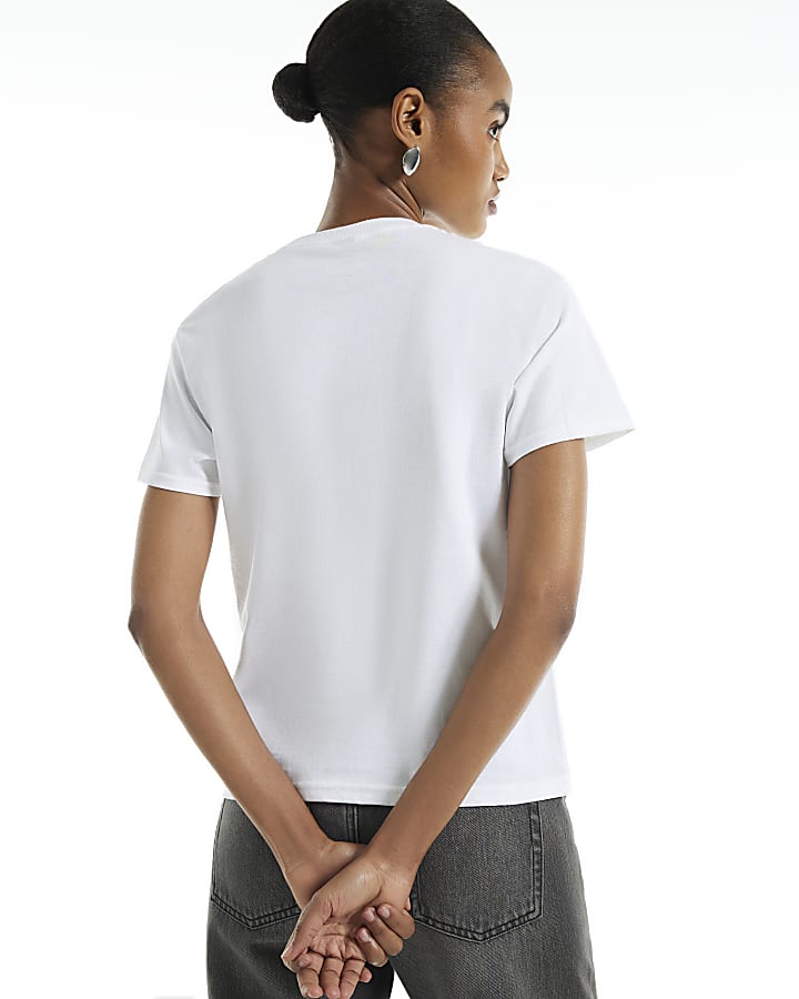 White Cotton Zebra Print Cocktail T-Shirt