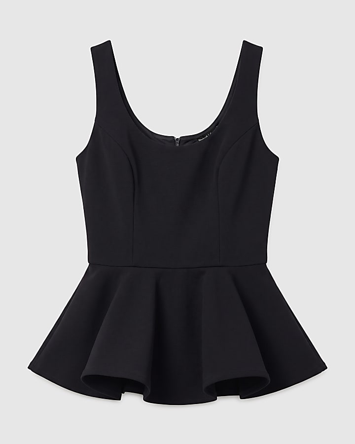 Black Wire Hem Peplum Top