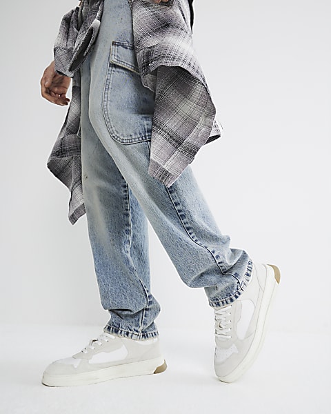 Beige Premium Suede Lace Up Trainers