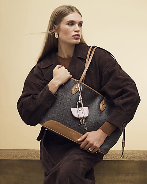Brown RI monogram shopper bag