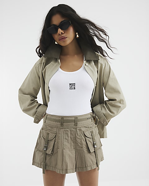 Khaki Utility Mini Skirt