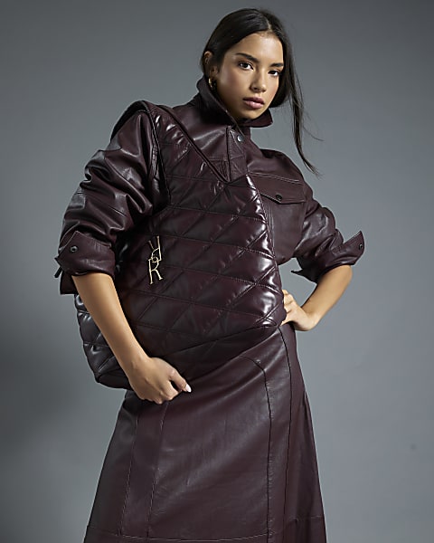 Red Oversized Quilted RR Shoulder Bag