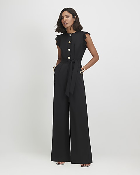 black dress jumpsuits & Playsuits for Women STRAIGHT CUT Karymi Summer Dresses for Color:Perfect Brown tie detail Sizing