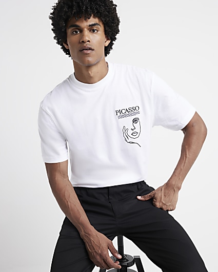 Ecru regular fit Picasso graphic t-shirt