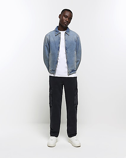 Black relaxed fit cargo jeans